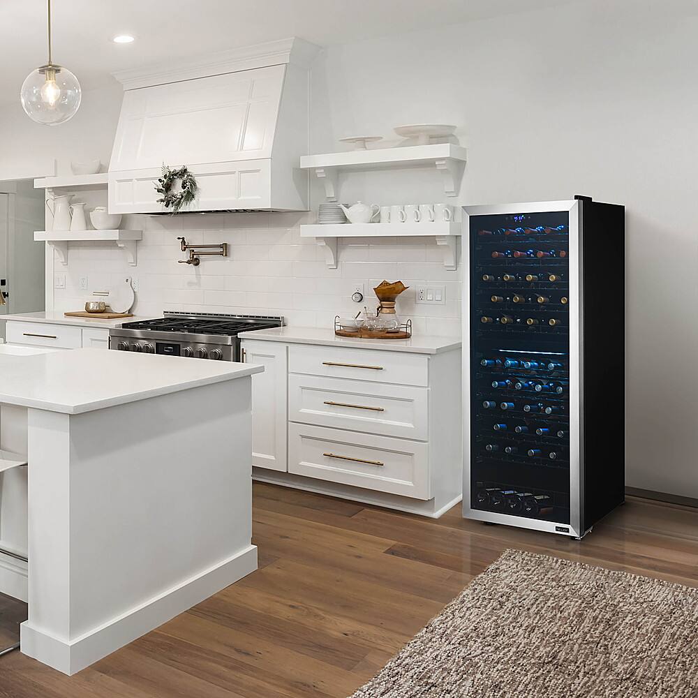 Alt View 12. NewAir - 98-Bottle Dual Zone Wine Fridge, Low-Vibration Inverter Compressor, Ultra-Quiet, Adjustable Racks, Digital Thermostat - Silver.