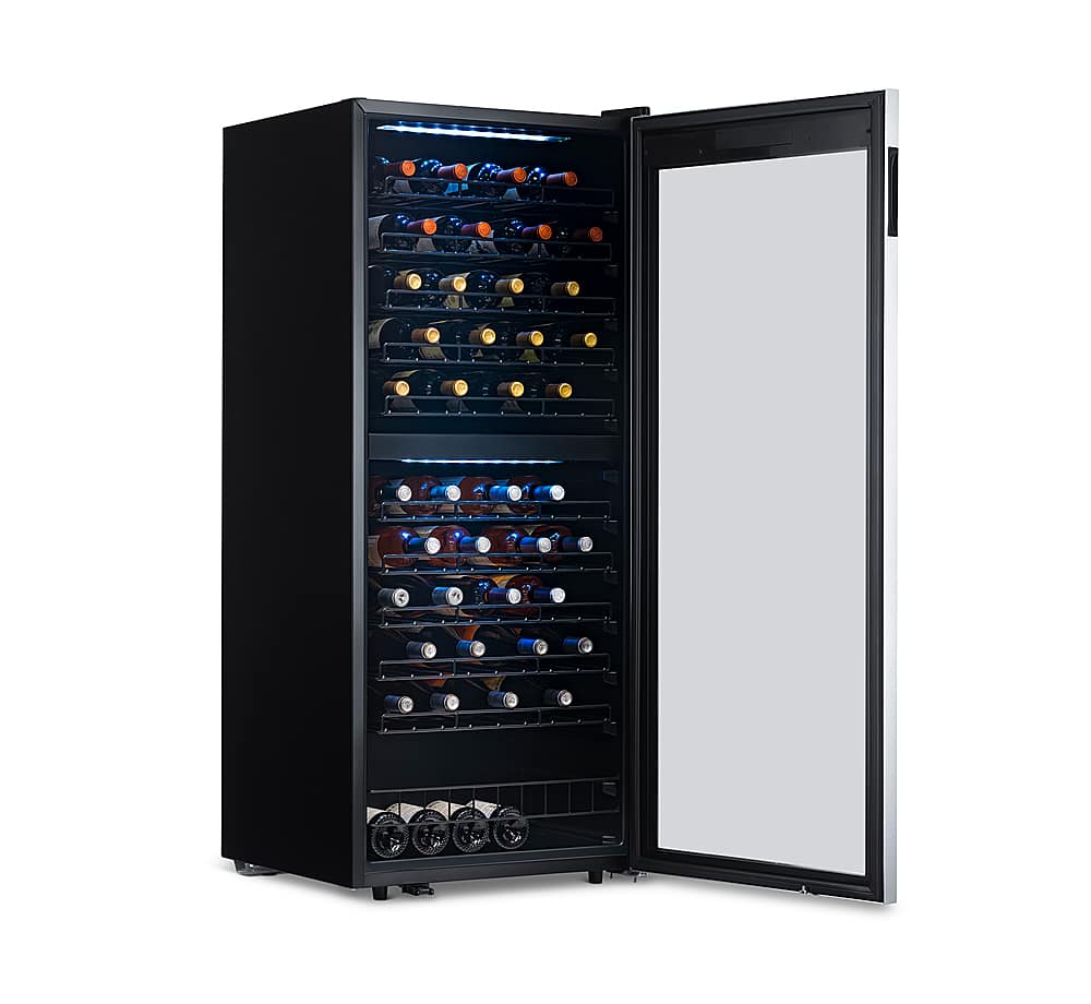 Alt View 19. NewAir - 98-Bottle Dual Zone Wine Fridge, Low-Vibration Inverter Compressor, Ultra-Quiet, Adjustable Racks, Digital Thermostat - Silver.