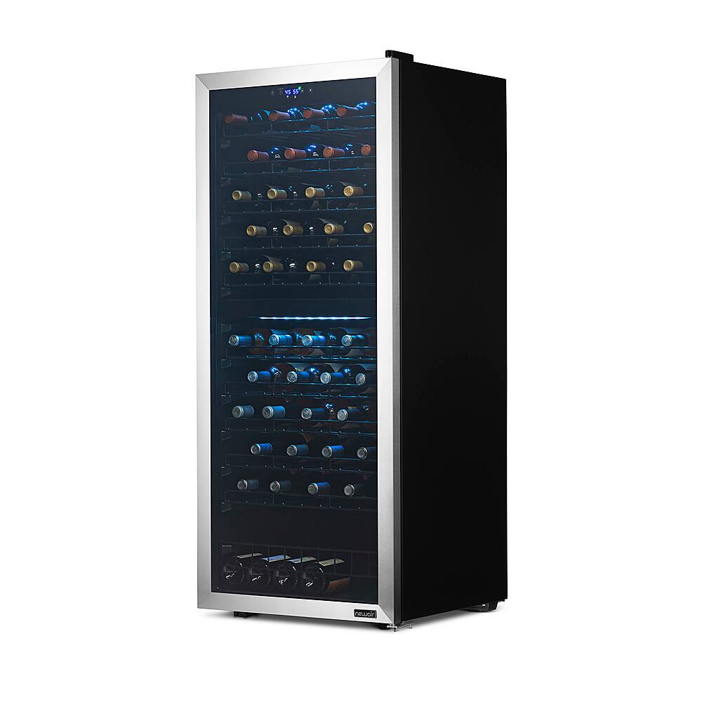 Alt View 20. NewAir - 98-Bottle Dual Zone Wine Fridge, Low-Vibration Inverter Compressor, Ultra-Quiet, Adjustable Racks, Digital Thermostat - Silver.