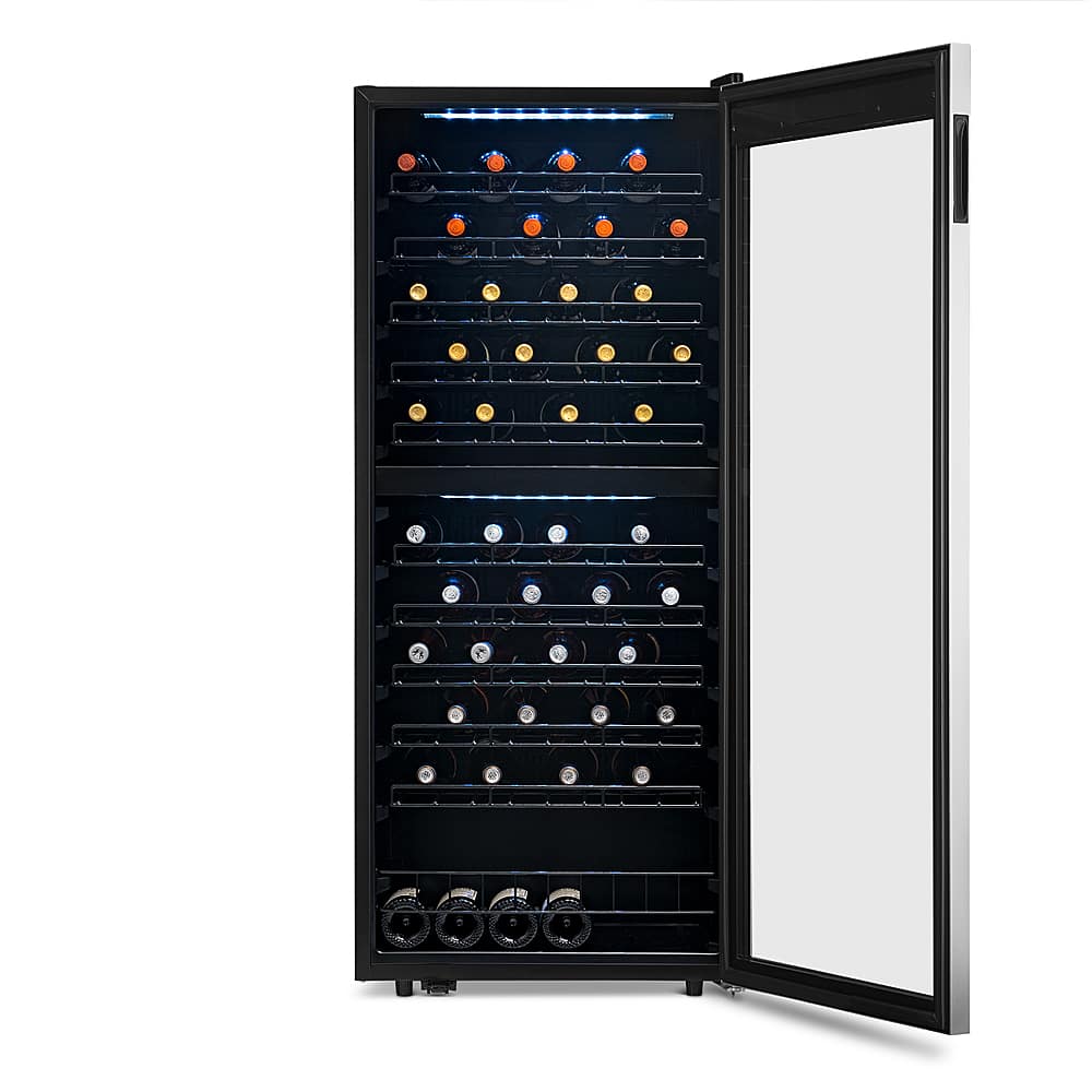 Alt View 21. NewAir - 98-Bottle Dual Zone Wine Fridge, Low-Vibration Inverter Compressor, Ultra-Quiet, Adjustable Racks, Digital Thermostat - Silver.