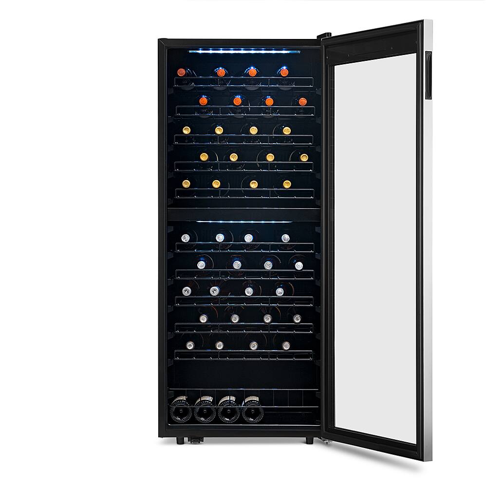 Alt View 21. NewAir - 98-Bottle Dual Zone Wine Fridge, Low-Vibration Inverter Compressor, Ultra-Quiet, Adjustable Racks, Digital Thermostat - Silver.
