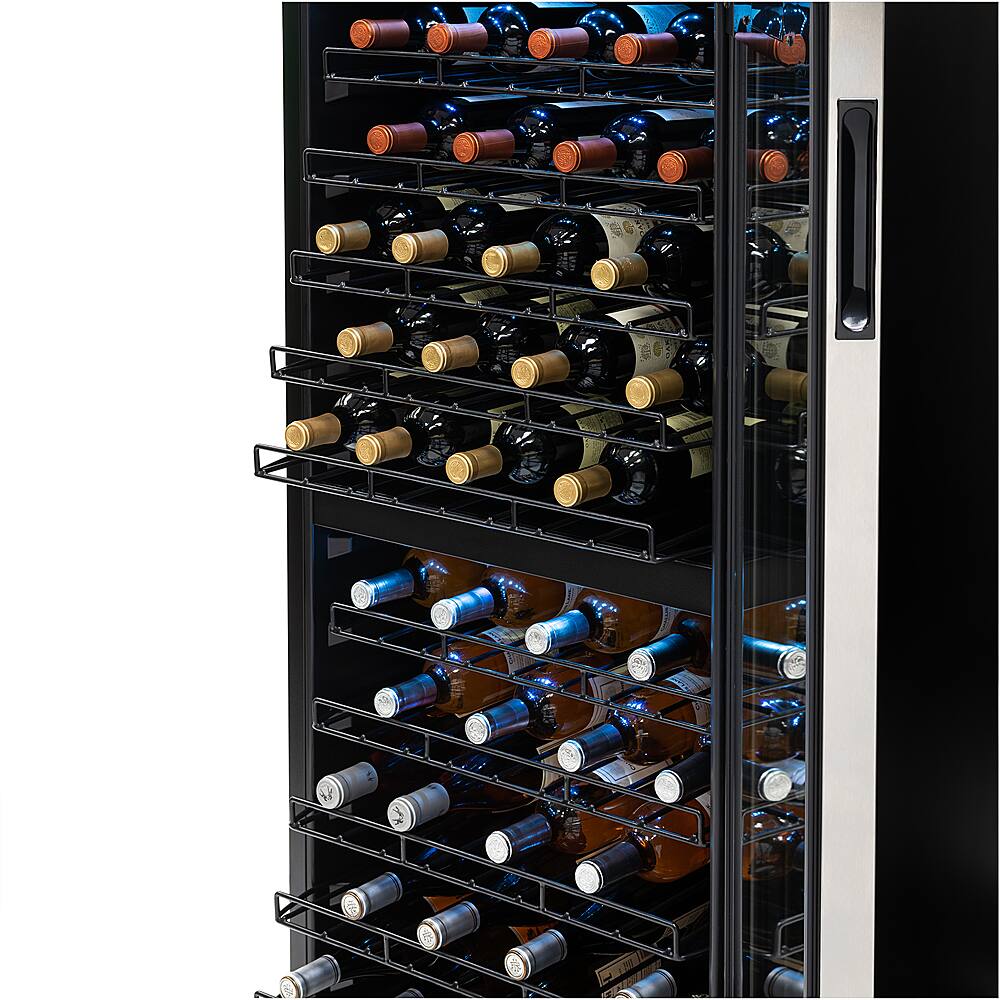 Alt View 22. NewAir - 98-Bottle Dual Zone Wine Fridge, Low-Vibration Inverter Compressor, Ultra-Quiet, Adjustable Racks, Digital Thermostat - Silver.