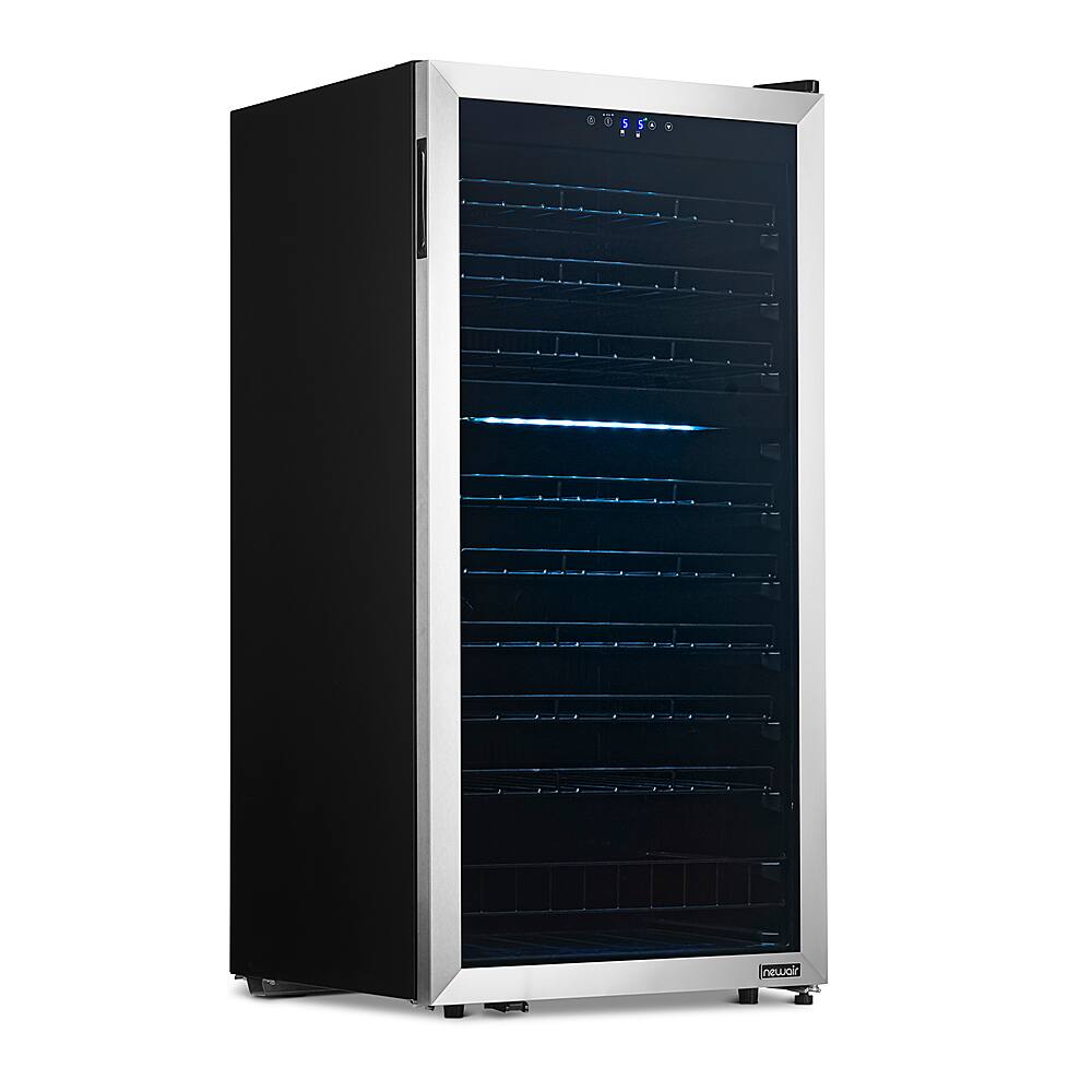 Alt View 24. NewAir - 98-Bottle Dual Zone Wine Fridge, Low-Vibration Inverter Compressor, Ultra-Quiet, Adjustable Racks, Digital Thermostat - Silver.