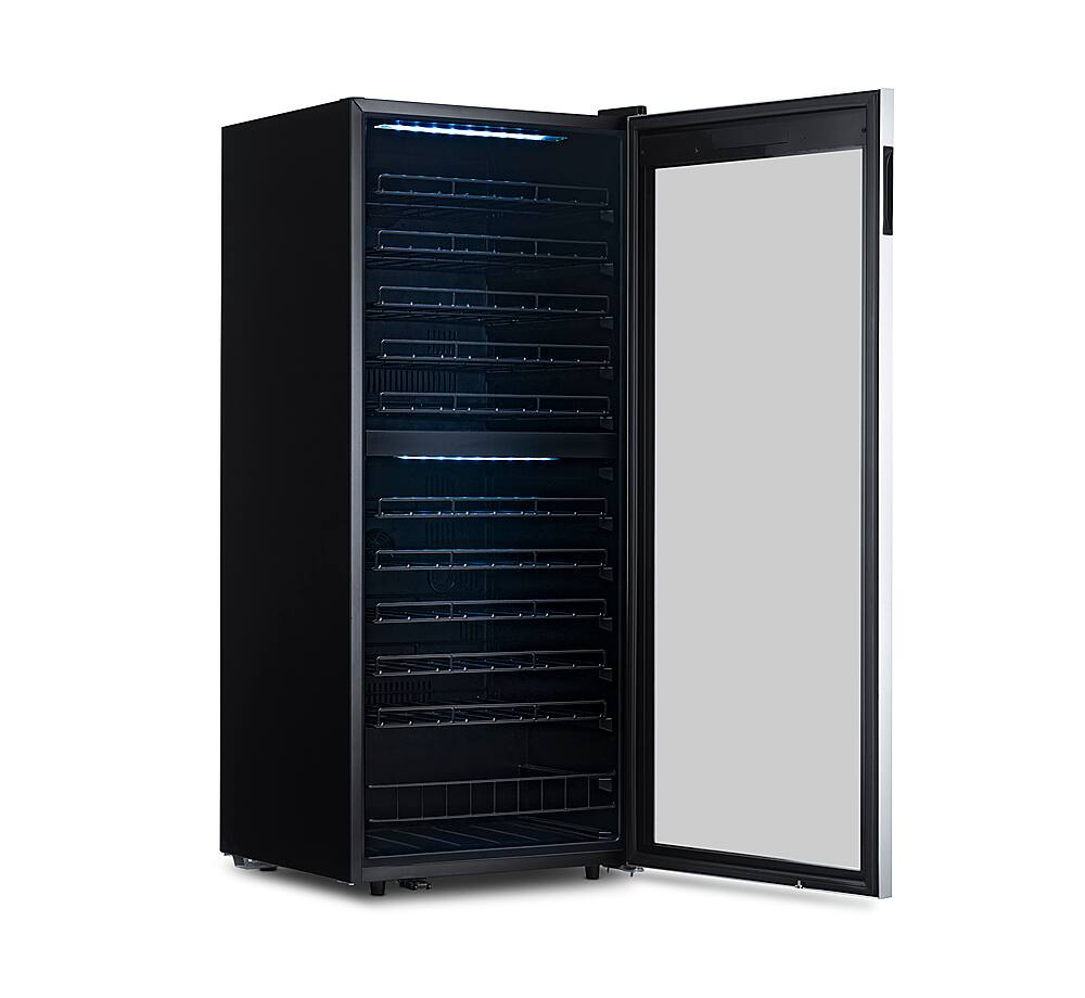 Alt View 27. NewAir - 98-Bottle Dual Zone Wine Fridge, Low-Vibration Inverter Compressor, Ultra-Quiet, Adjustable Racks, Digital Thermostat - Silver.