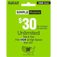 Simple Mobile - $30 Unlimited Talk & Text 30-Day Plan (Email Delivery) [Digital] - Front_Zoom