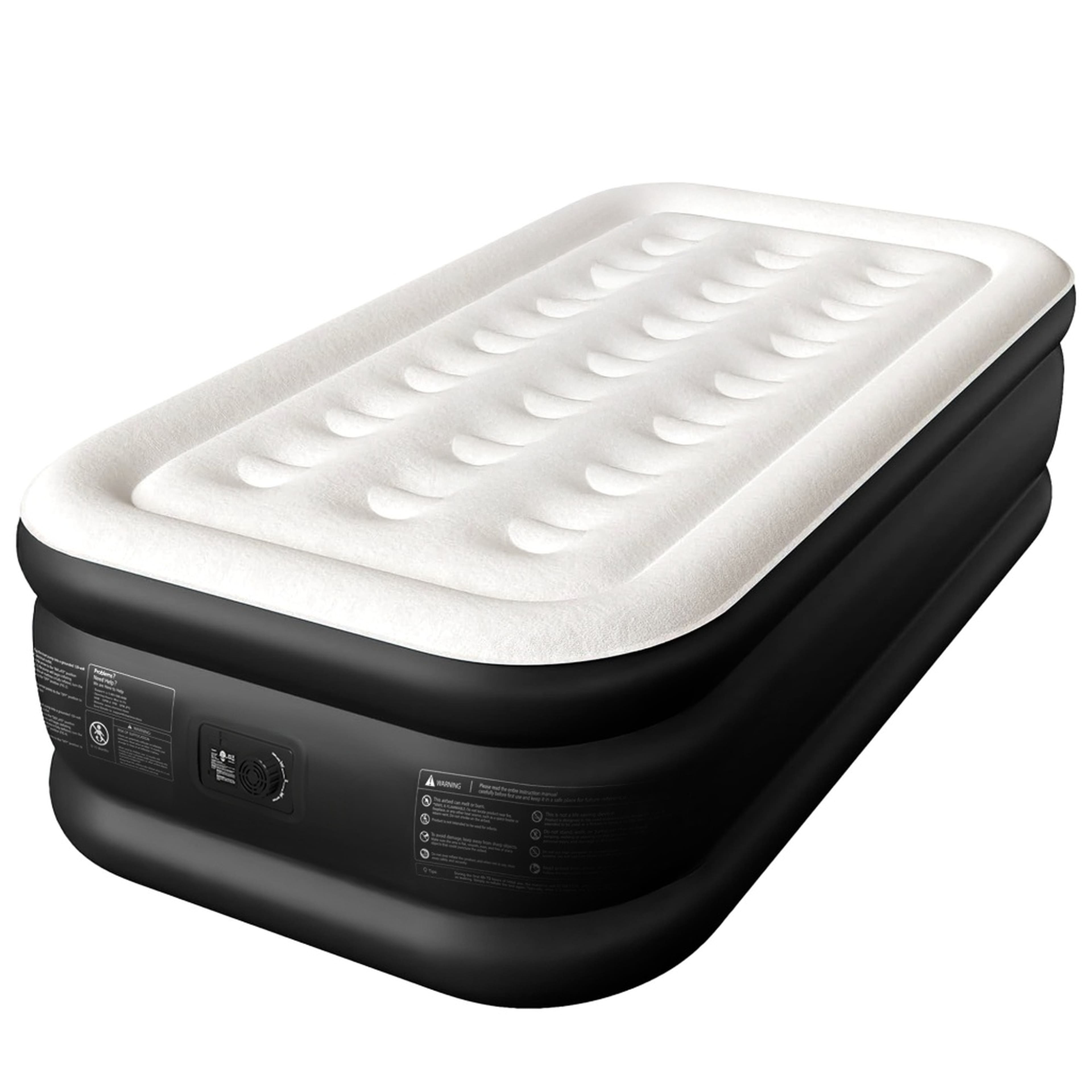 Cherimor - 18" Twin XL Air Mattress, Built-In Pump, Raised, Auto Inflate, Carrying Case, 500 lb Capacity - Black