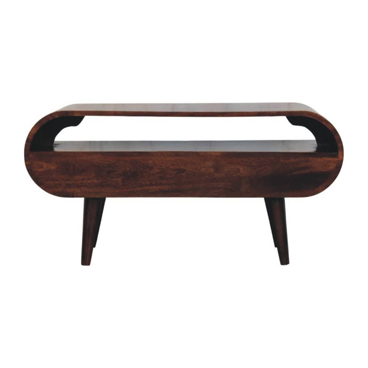 Alt View 5. Artisan Furniture - Artisan Furniture Solid Wood Walnut Curved Two Drawer Media Unit, Brown - Brown.