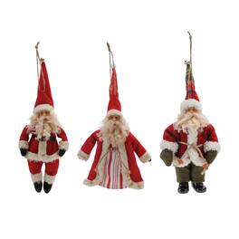 BreeBe - Vintage Santa Character Ornament (Set of 6) - Red, White