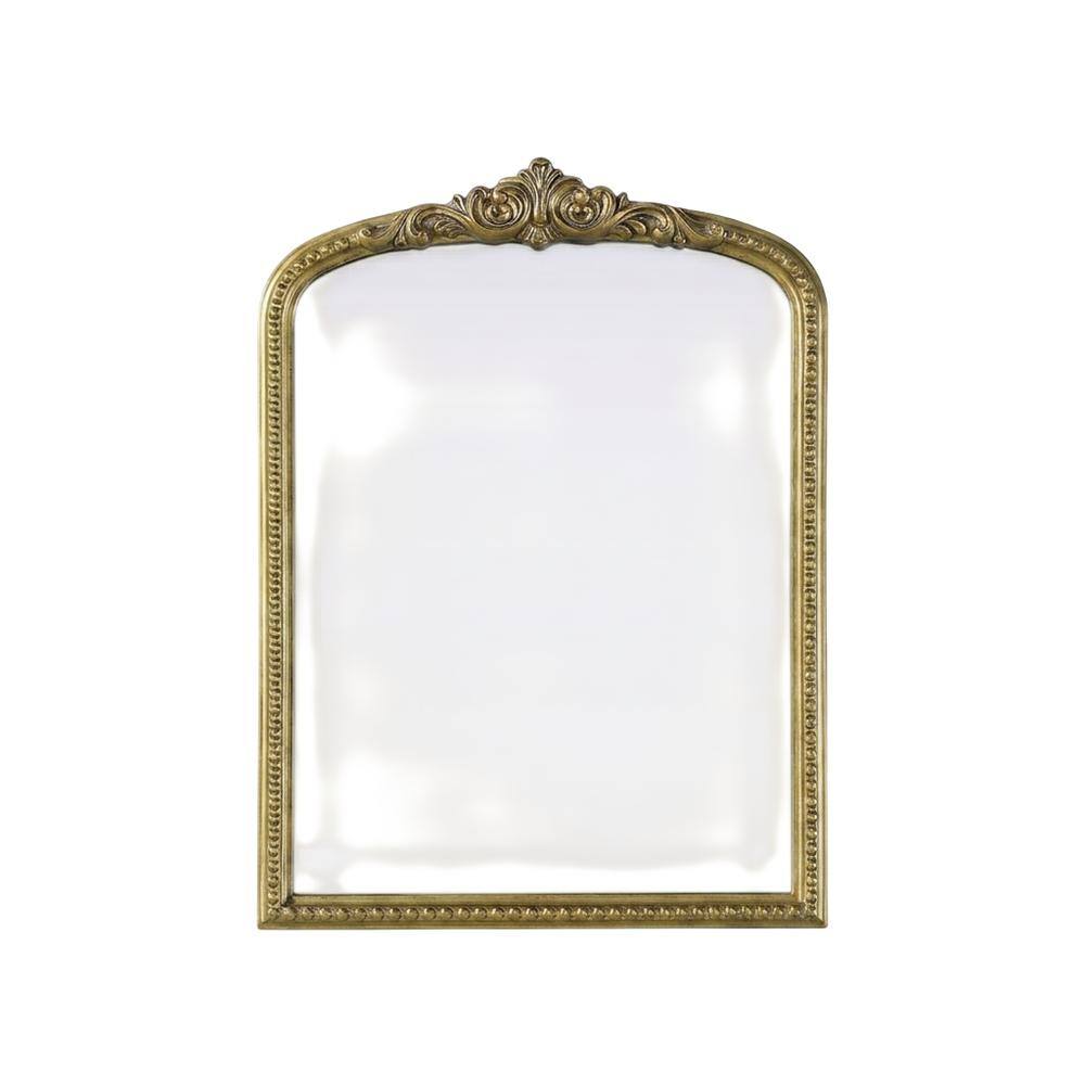 Front. Elegant Decor - Naomi Vintage Resin Mirror 22x30 in Antique Brass - Antique Brass.