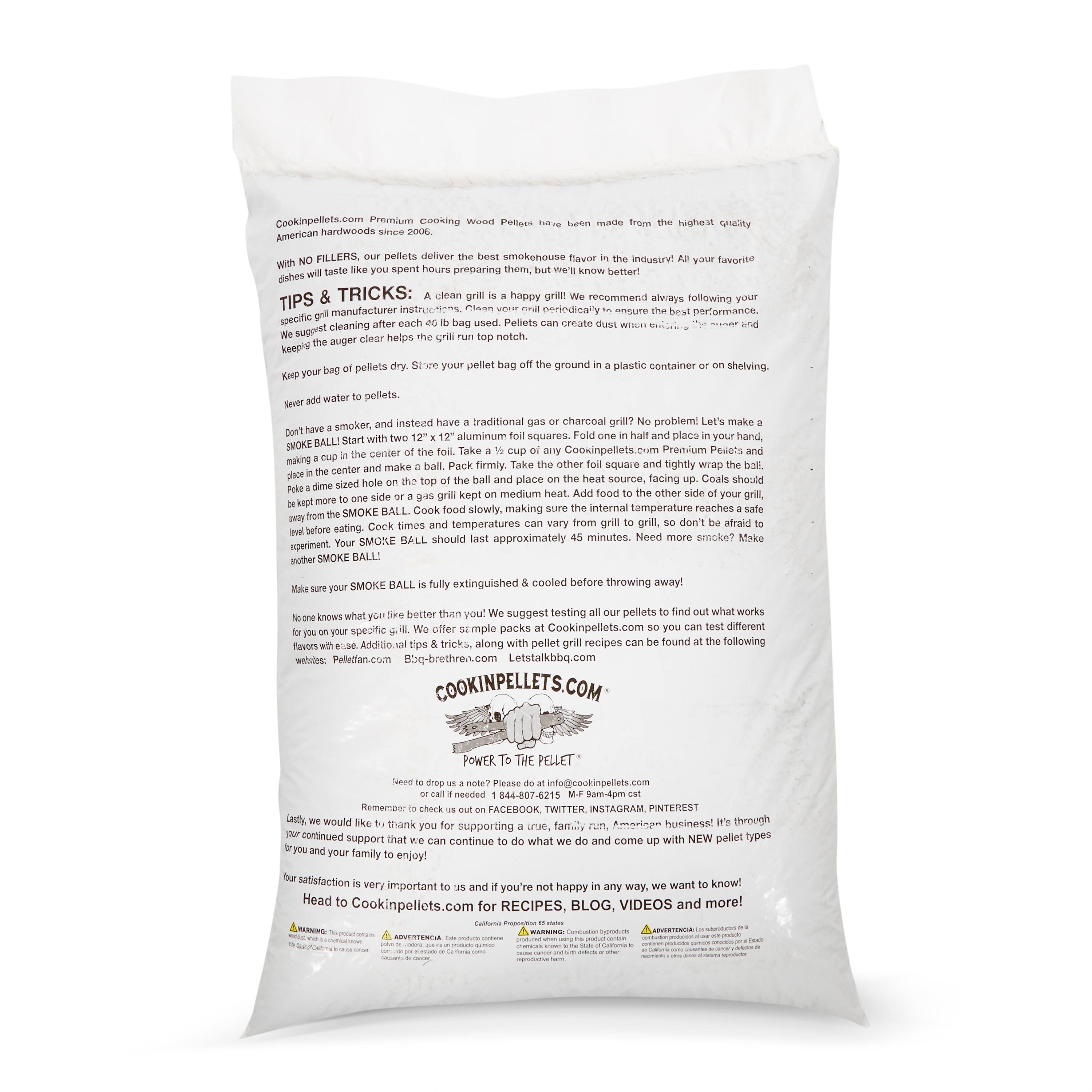 Cookingpellets.com Premium Cooking Wood Pellets made from the highest quality American hardwoods since 2006. Our pellets deliver the best smokehouse flavor in the industry! All your favorite meats and vegetables taste like you spent hours preparing them, but we know better!

TIPS & TRICKS: A clean grill is a happy grill! We recommend always following your manufacturer's instructions. Clean meticulously to ensure the best performance. Specific cleaning each pellet bag used. Pellets create support clear helps notch auger keen's pellets. Store pellets ground in a plastic container or on shelving.

Don't have a smoker, and instead have a traditional gas grill? No problem! Let's make a SMOKE BALL! Start with a 12" x 12" aluminum foil sheet. Place a cup of water in the center of the foil. Take a ½ cup of pellets and make a ball. Pack firmly. Place the ball in the center and fold the foil in half and place in your hand. Place a dime size hole on the top of the ball and place a small piece of aluminum squares. Place hand SMOKE RALL! Center Cookinpelets.cum Predrum Peset making Pack firmly. other upe nightly center make sized