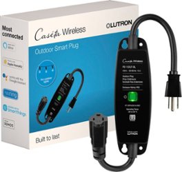 Lutron - Caseta Weatherproof+ Outdoor Smart Plug for Landscape and String Lighting, On/Off Switch - Black - Front_Zoom