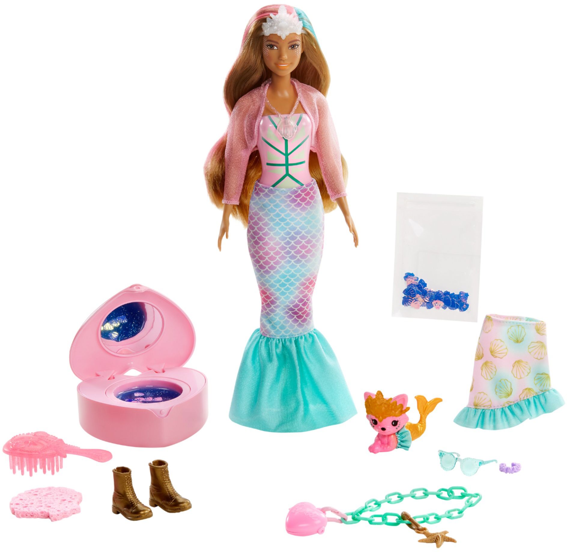 Barbie Doll Colour Reveal Peel Mermaid 25 Accessories Toy Gift For KIds GXV93 
