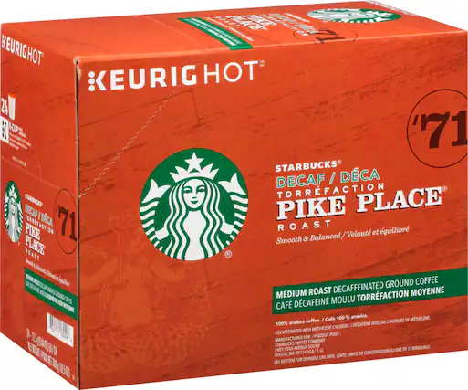 Front. Starbucks - Pike Place Decaf Medium Roast K-Cup Pods 24-Pack.