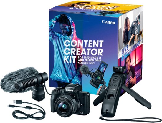 vapor Prohibir Maletín Canon EOS M50 Mark II Mirrorless Camera with EF-M 15-45mm Lens Content  Creator Kit Black 4728C052 - Best Buy