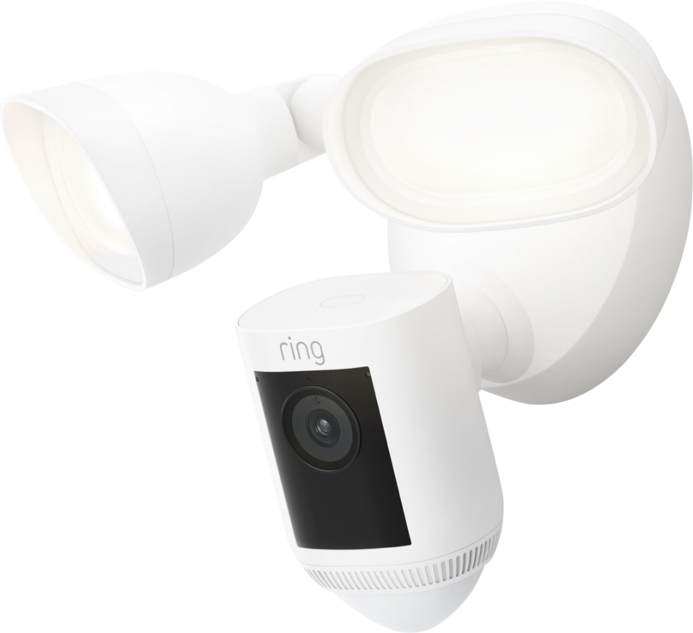 Left View: Ring - Floodlight Cam Wired Pro Outdoor Wi-Fi 1080p Surveillance Camera - White