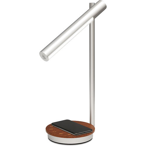 UltraBrite - SCOT II Silver Modern Style LED Desk Lamp with Wireless Charging & Mood Light - Silver