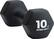 Front. Tru Grit - Hex Neoprene Dipped Dumbbell 10lb Single - Black.