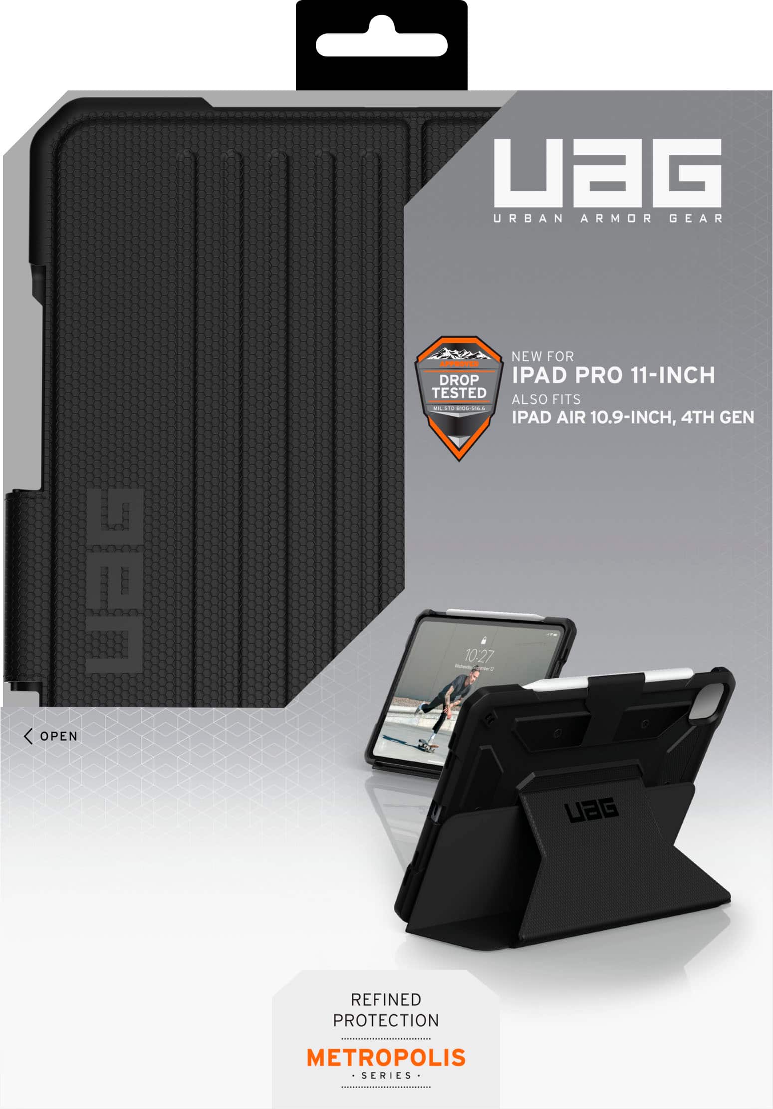 Alt View 14. UAG - iPad Pro 11in 3rd Gen Mtpls / iPad Air 11" (Gen 6/M Chip) - Black.