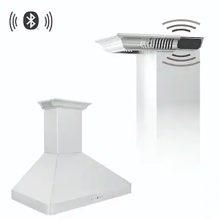 Front. ZLINE - 36" Externally Vented Range Hood with Built-in CrownSound™ Bluetooth Speakers - Stainless steel.