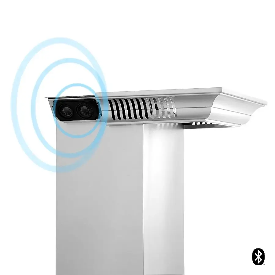 Alt View 16. ZLINE - 36" Externally Vented Range Hood with Built-in CrownSound™ Bluetooth Speakers - Stainless steel.