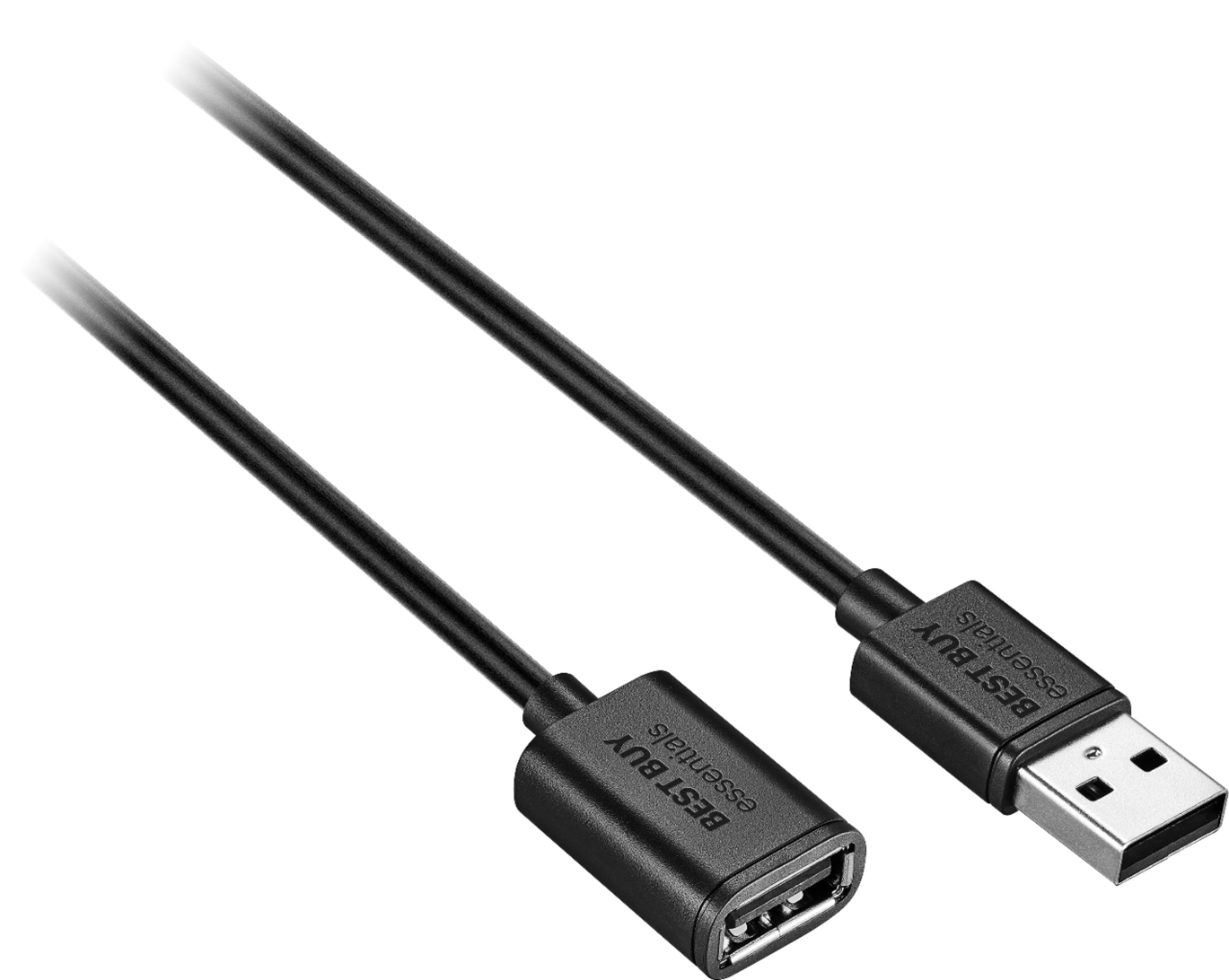Left View: Best Buy essentials™ - 6' USB 2.0 A-Male to A-Female Extension Cable - Black