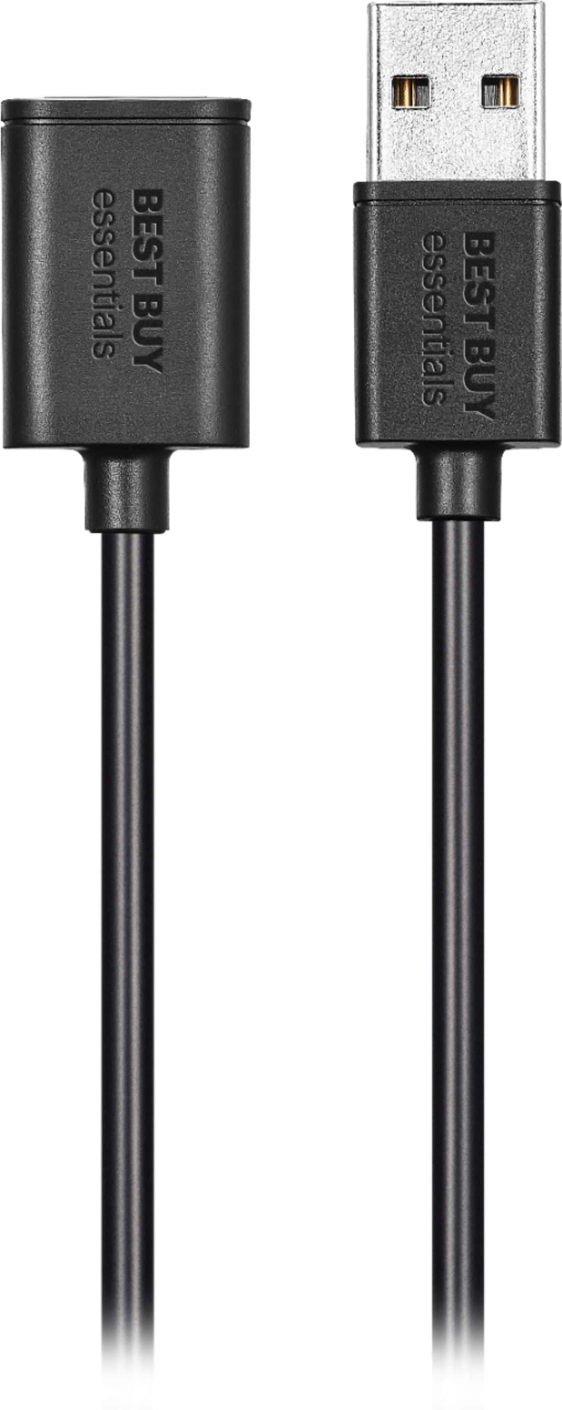 Angle. Best Buy essentials™ - 6' USB 2.0 A-Male to A-Female Extension Cable - Black.