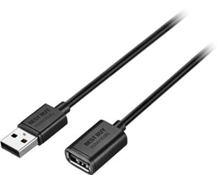 Best Buy essentials™ - 6' USB 2.0 A-Male to A-Female Extension Cable - Black - Front_Zoom