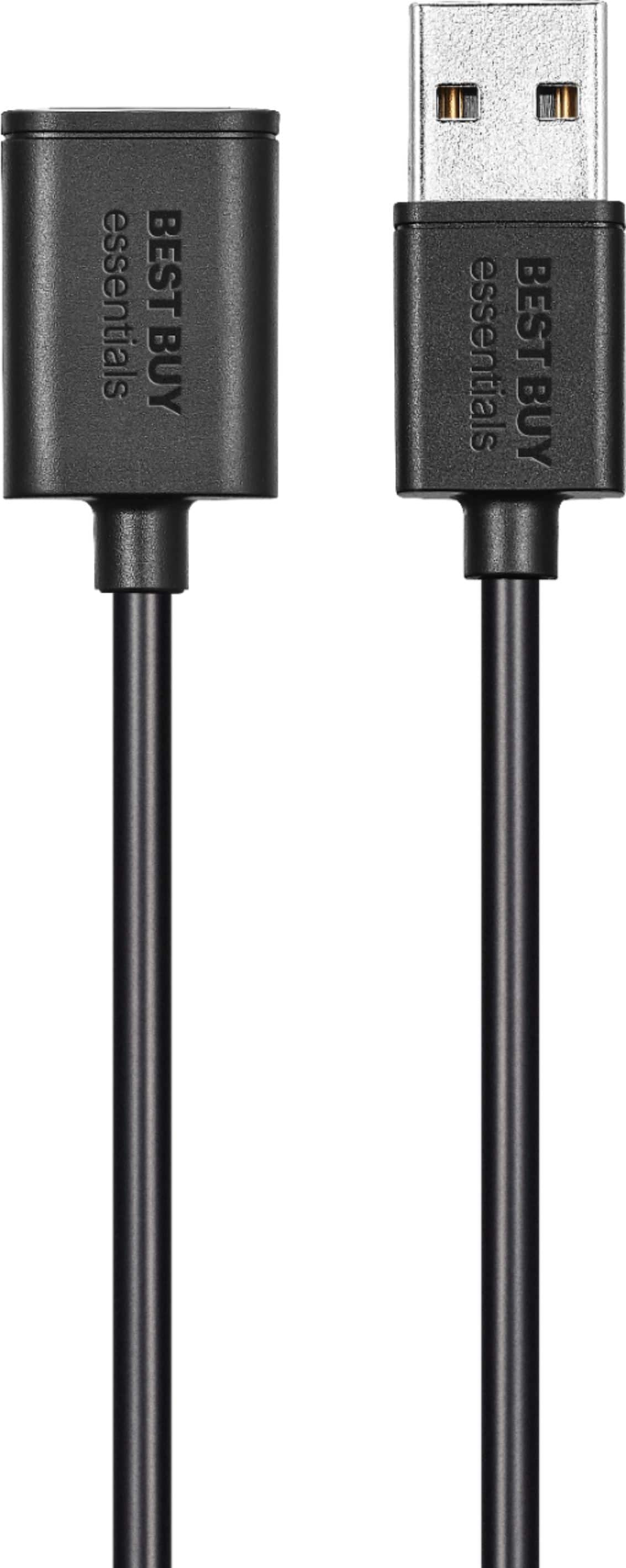 Angle. Best Buy essentials™ - 12' USB 2.0 A-Male to A-Female Extension Cable - Black.