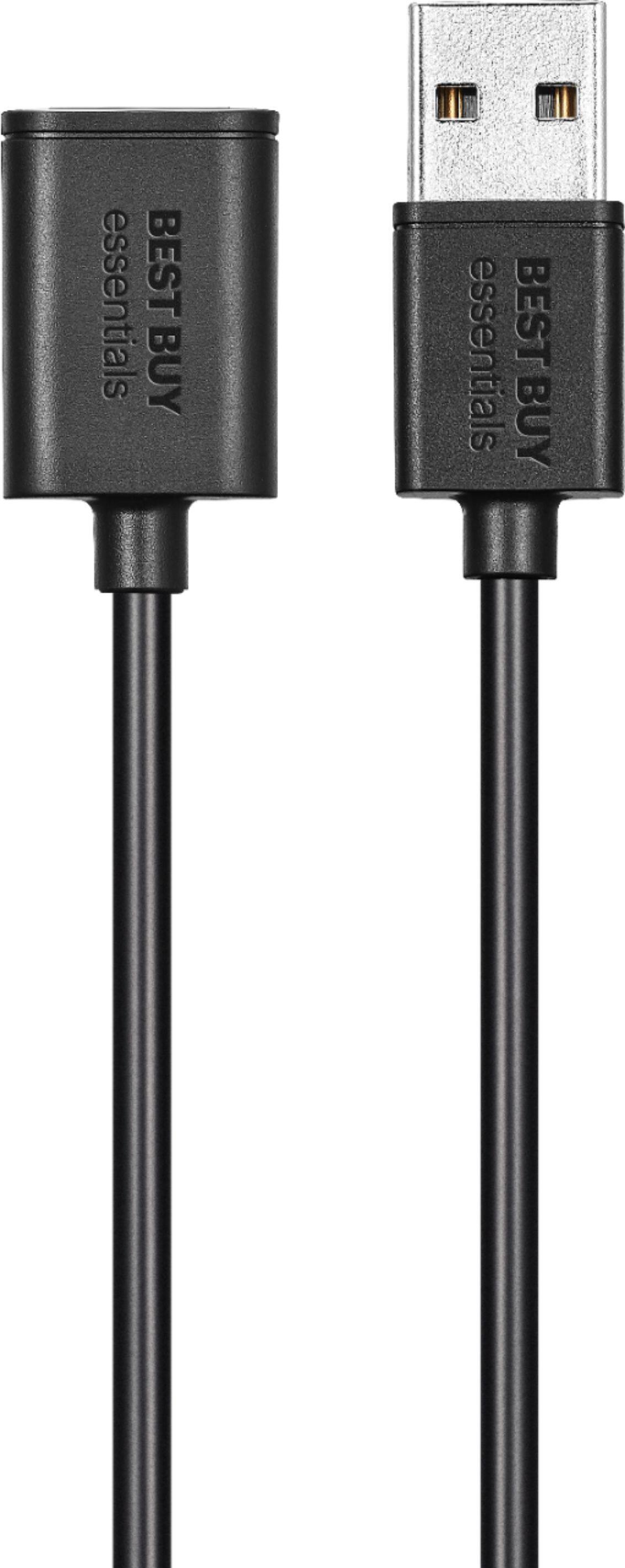 Angle. Best Buy essentials™ - 12' USB 2.0 A-Male to A-Female Extension Cable - Black.