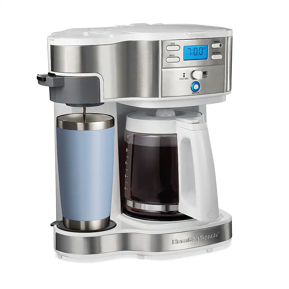 Front. Hamilton Beach - 2-Way Programmable 12 Cup and Single-Serve Coffee Maker - White.