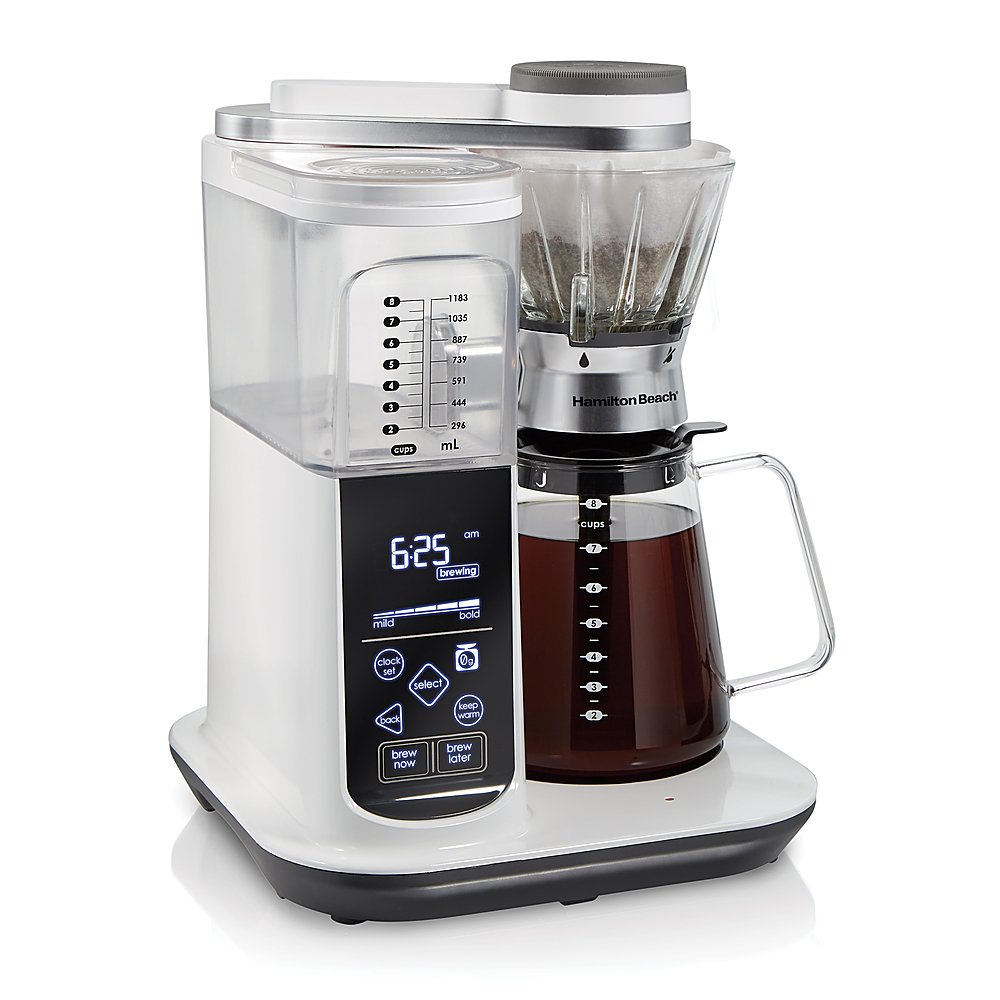 Angle View: Hamilton Beach - Convenient Craft 8-Cup Automatic or Manual Pour-Over Coffee Maker - WHITE