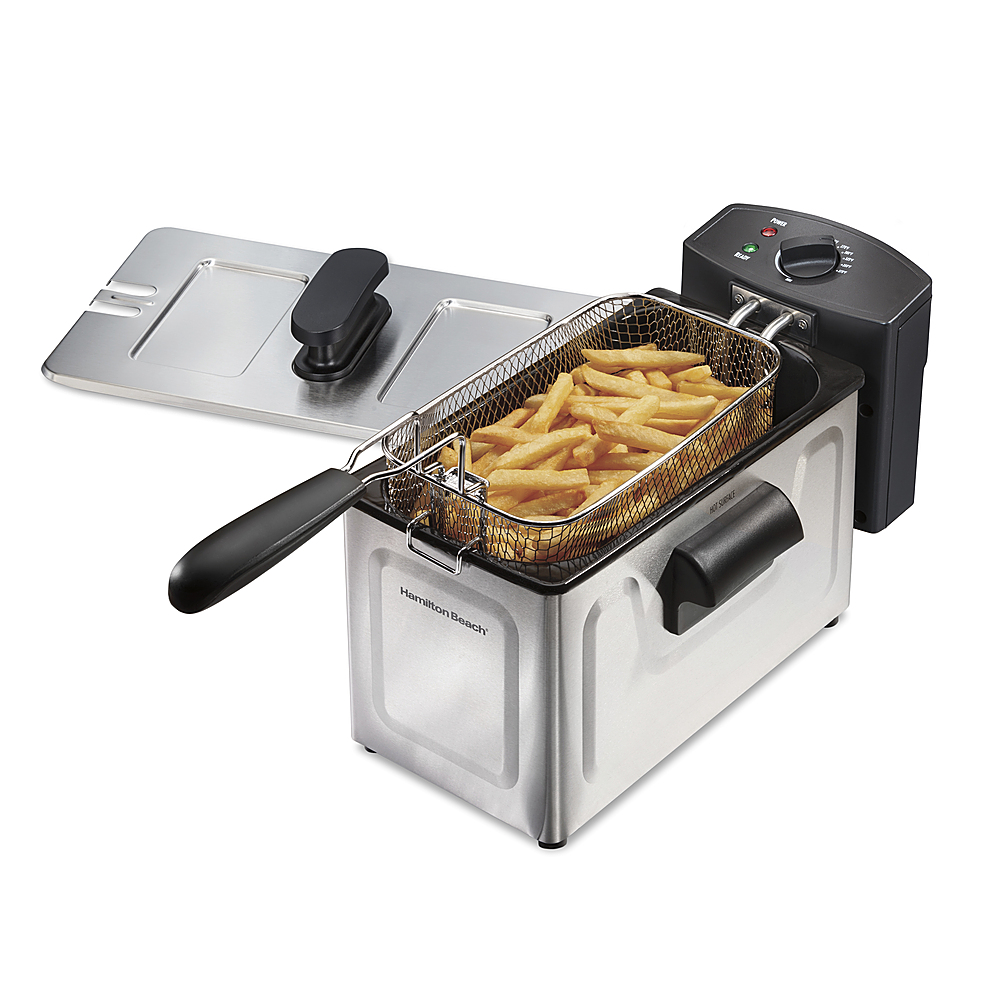 Angle View: Hamilton Beach - Professional 12 Cup Deep Fryer - STAINLESS STEEL