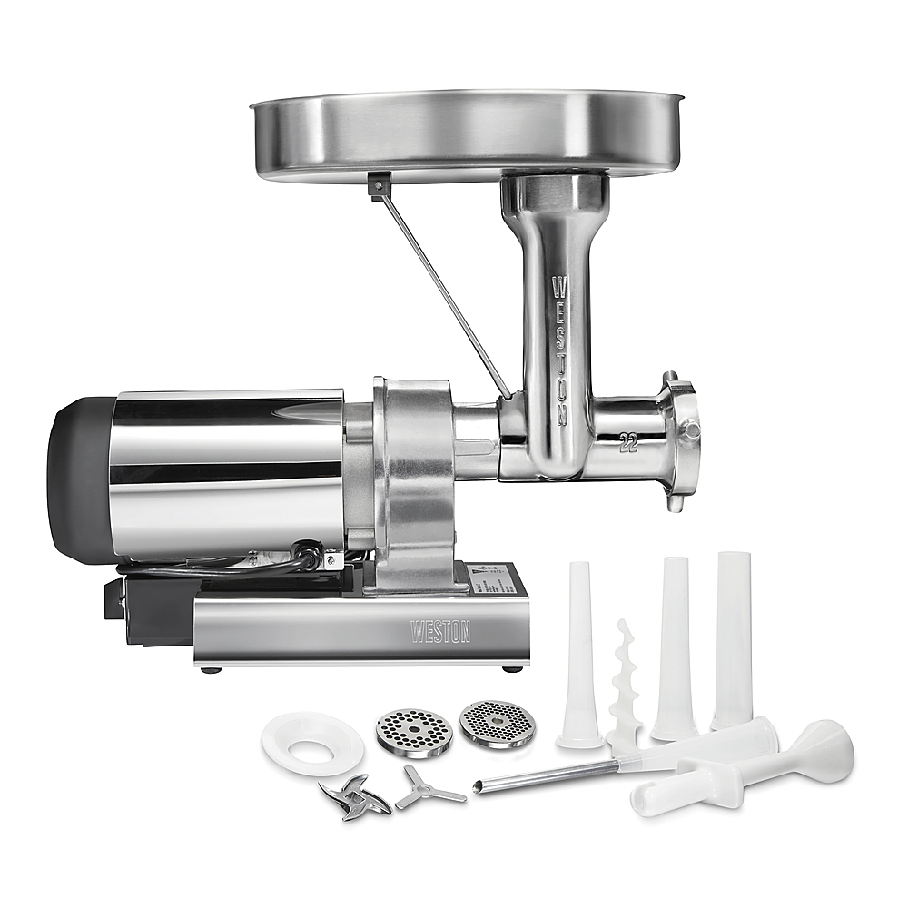 Angle View: Weston - Butcher Series #22 Commercial Grade Meat Grinder and Sausage Stuffer - STAINLESS STEEL