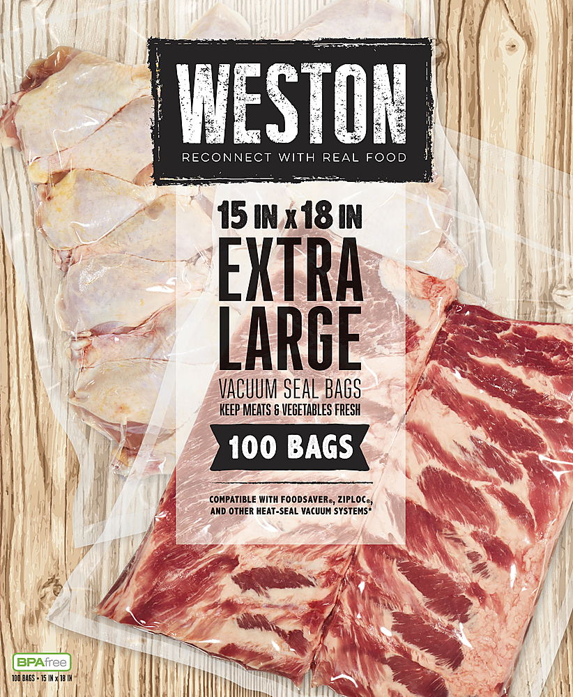 Angle View: Weston 30-0105-W Vacuum Bags - 100 bags- 11 x 16 Inch