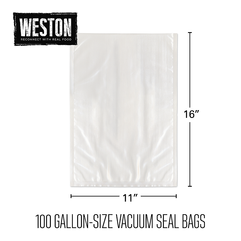 Left View: Weston - Vacuum Sealer Bags, 11" x 16" (Gallon), 42 count - N/A