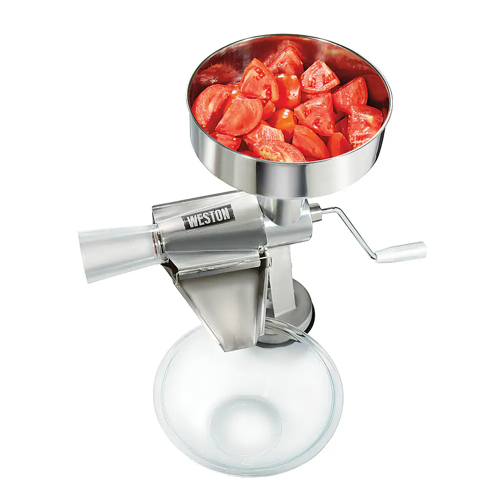 Angle. Weston - Metal Tomato Strainer - STAINLESS STEEL.