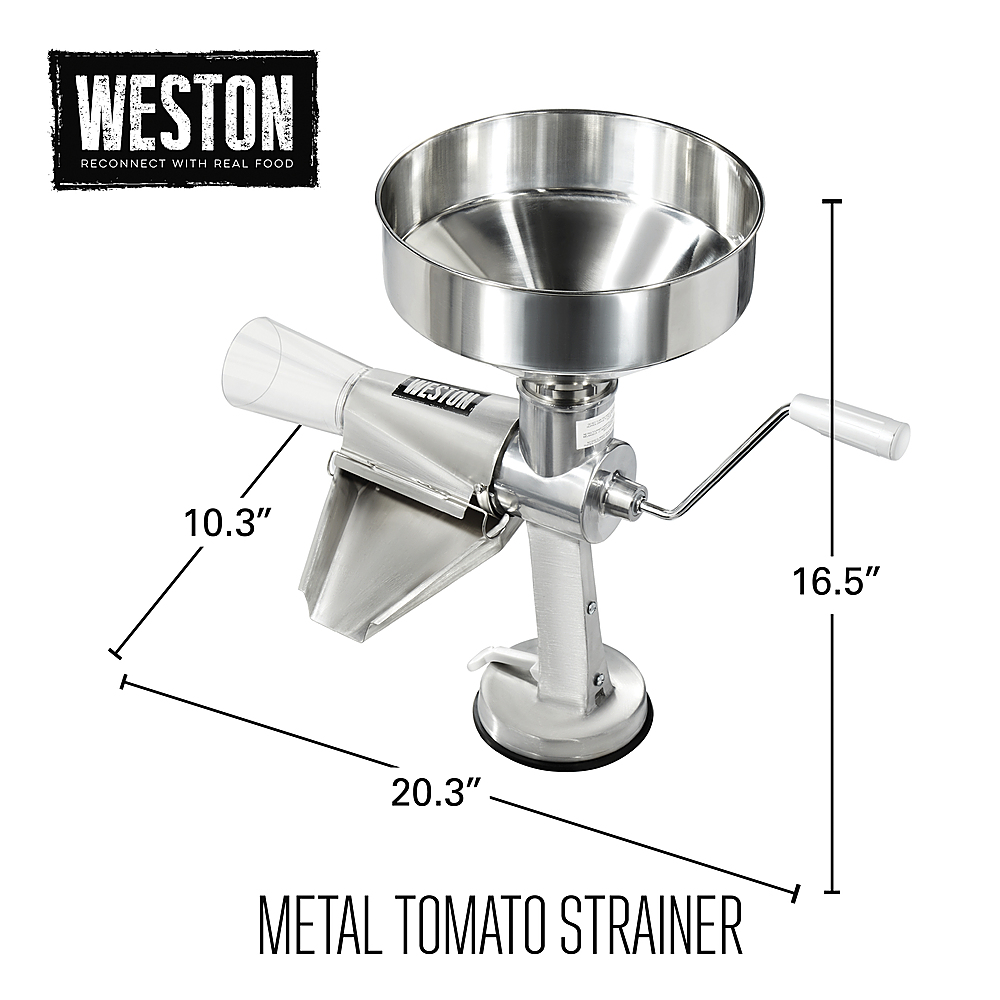 Weston 07-0801 Sauce Maker and Tomato Strainer, 1 gal Capacity, Stainless Steel, Red/White