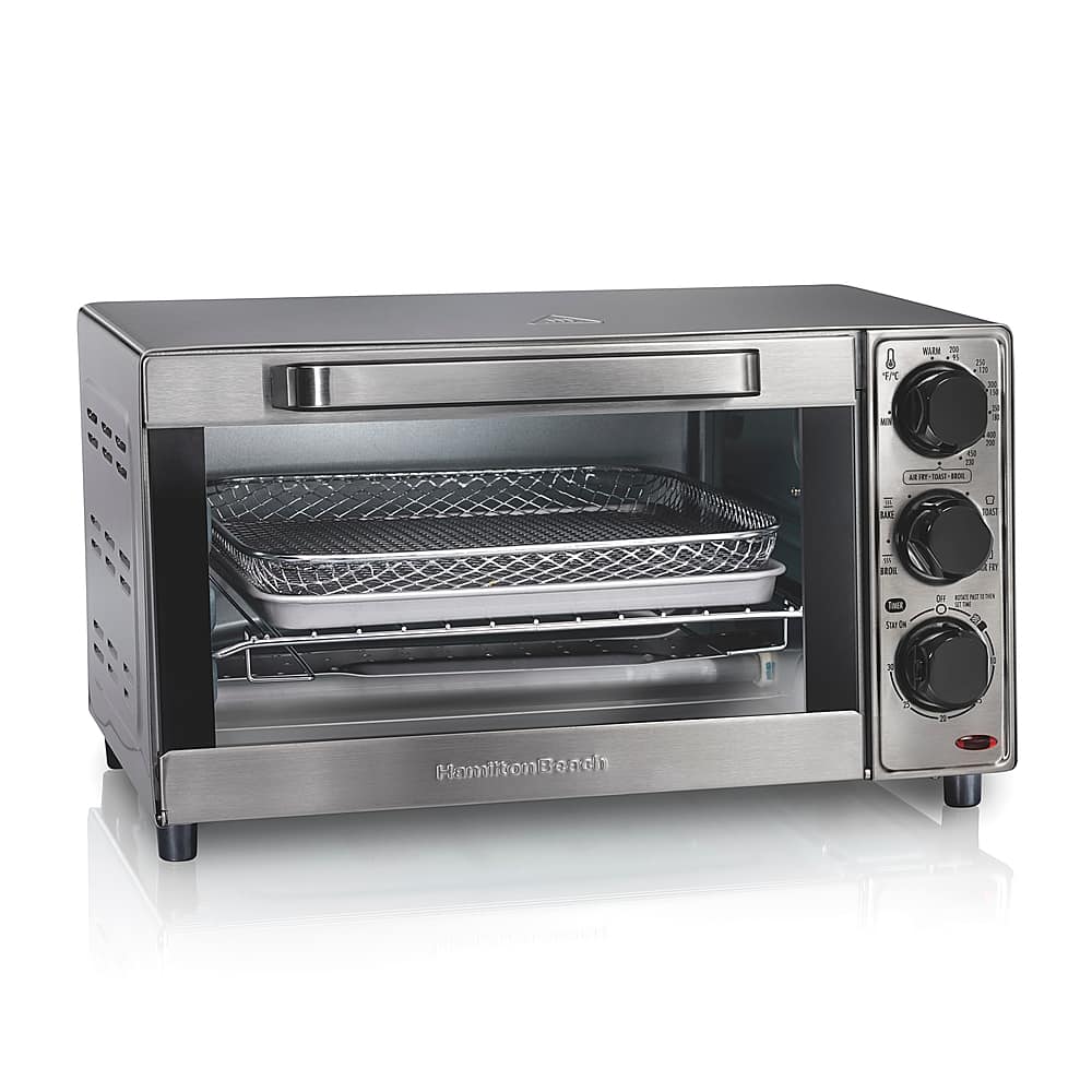 Front. Hamilton Beach - Sure-Crisp 4-Slice Air Fryer Toaster Oven - STAINLESS STEEL.