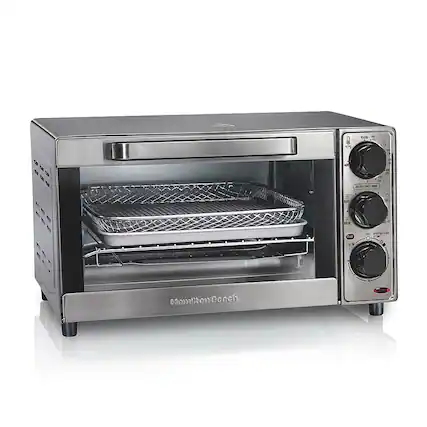 Front. Hamilton Beach - Sure-Crisp 4-Slice Air Fryer Toaster Oven - STAINLESS STEEL.