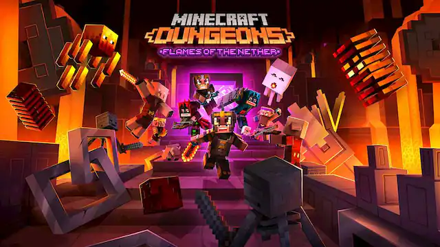 Front. Nintendo - Minecraft Dungeons: Flames of the Nether. - E10+ (Everyone 10+)