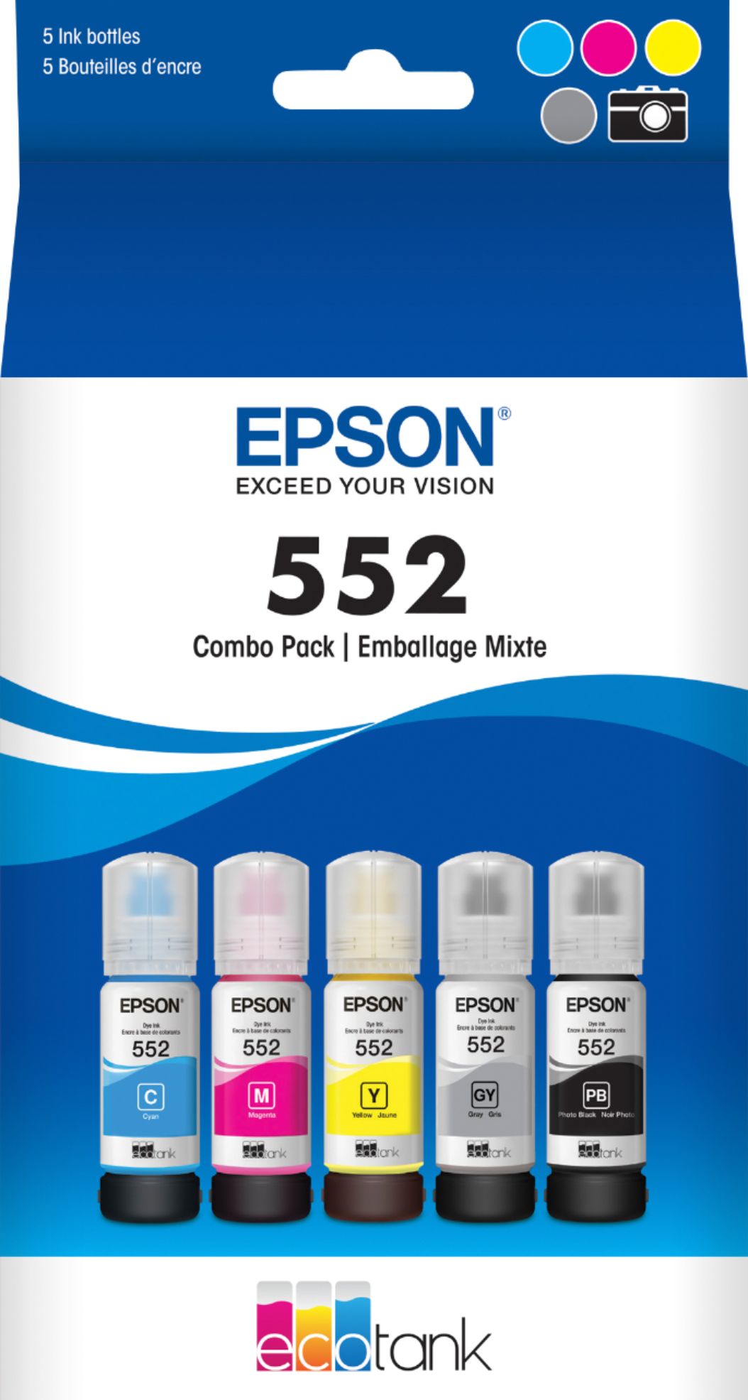 Epson T552 Dye Clr Combo CMYPkGy Ink T552920-S - Best Buy