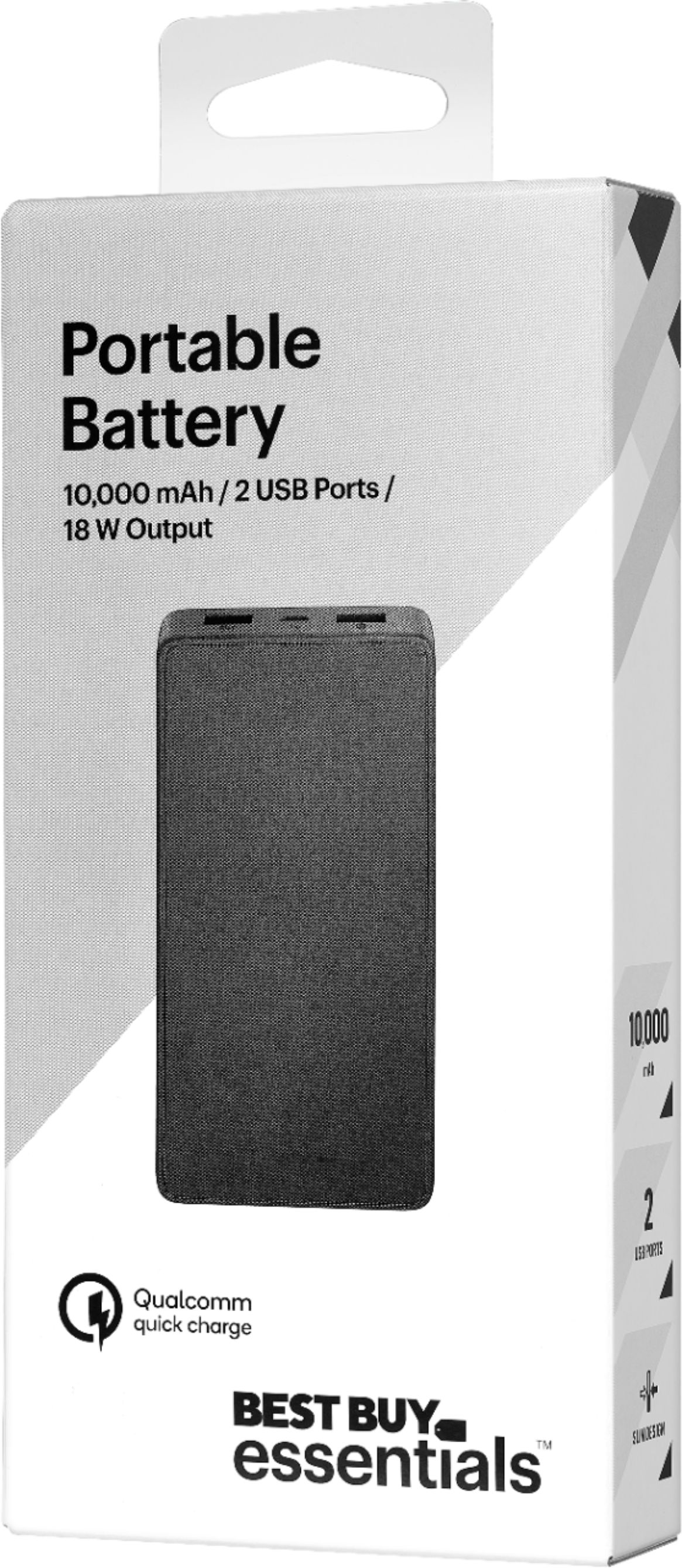 Best Buy essentials™ 18 10,000 mAh Portable Charger for USB Black BE-MMB10K22K - Best Buy