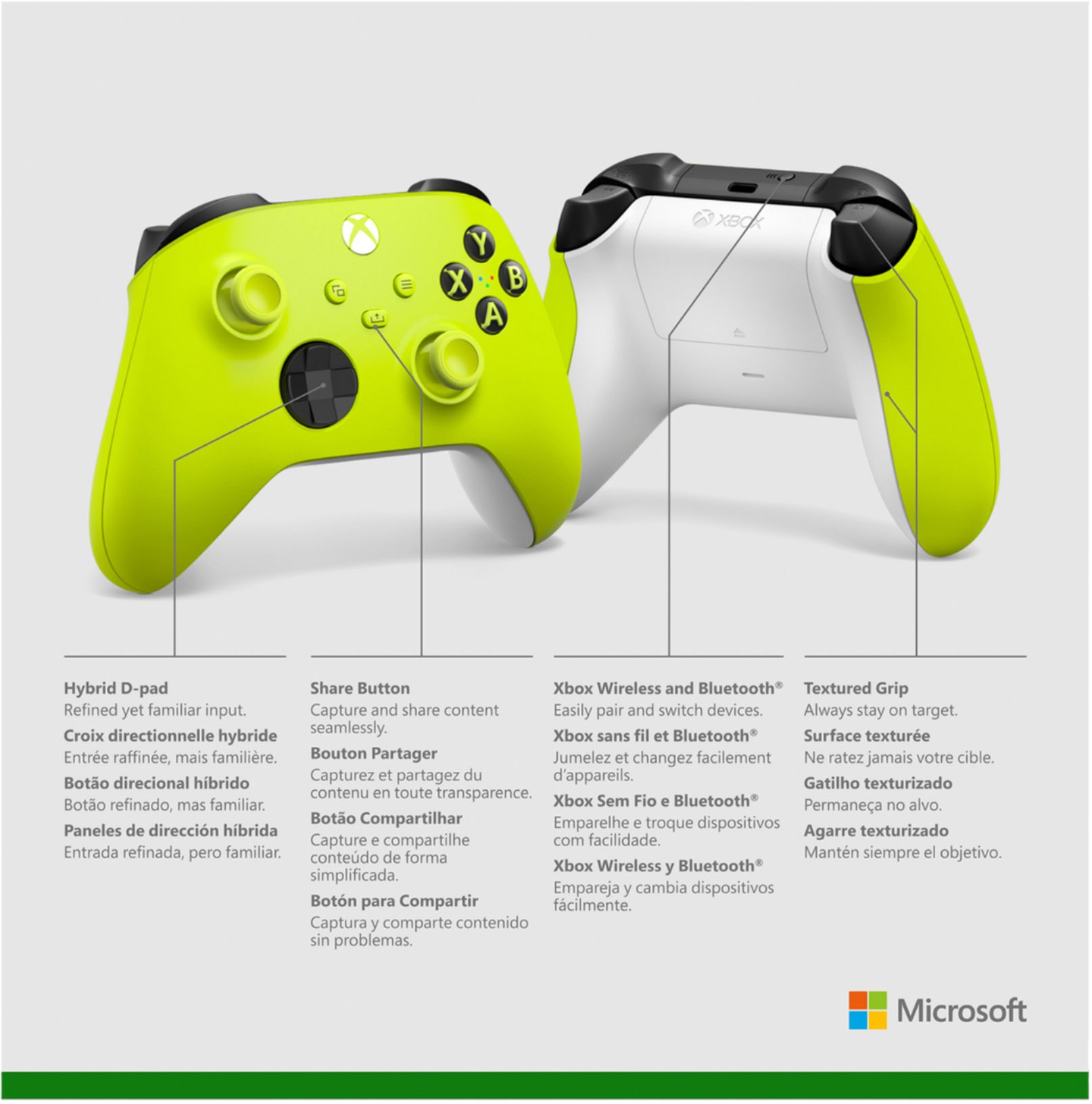 Microsoft Controller Xbox Joystick Wireless Controller colore Verde Lime -  Electric Volt QAU-00022