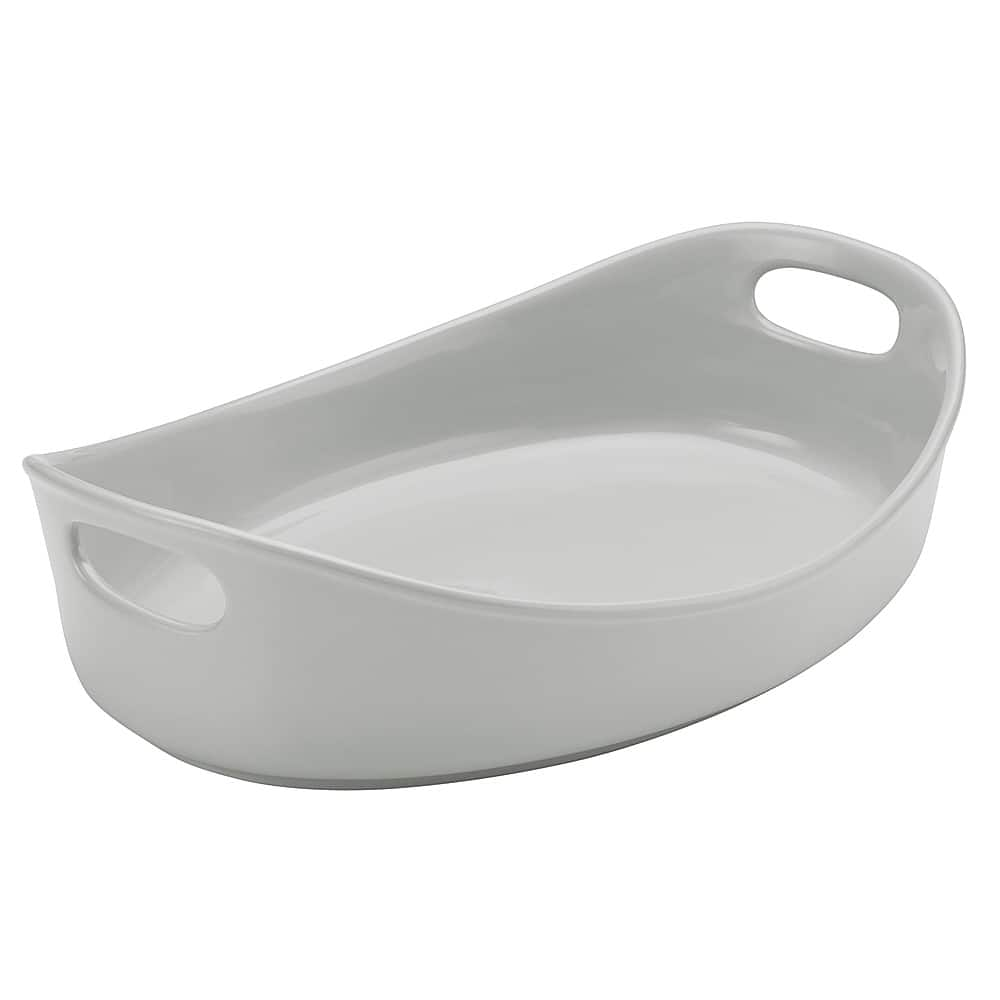 Angle View: Rachael Ray - Bubble & Brown 4.5-Quart Oval Stoneware Baker - Light Sea Salt Gray