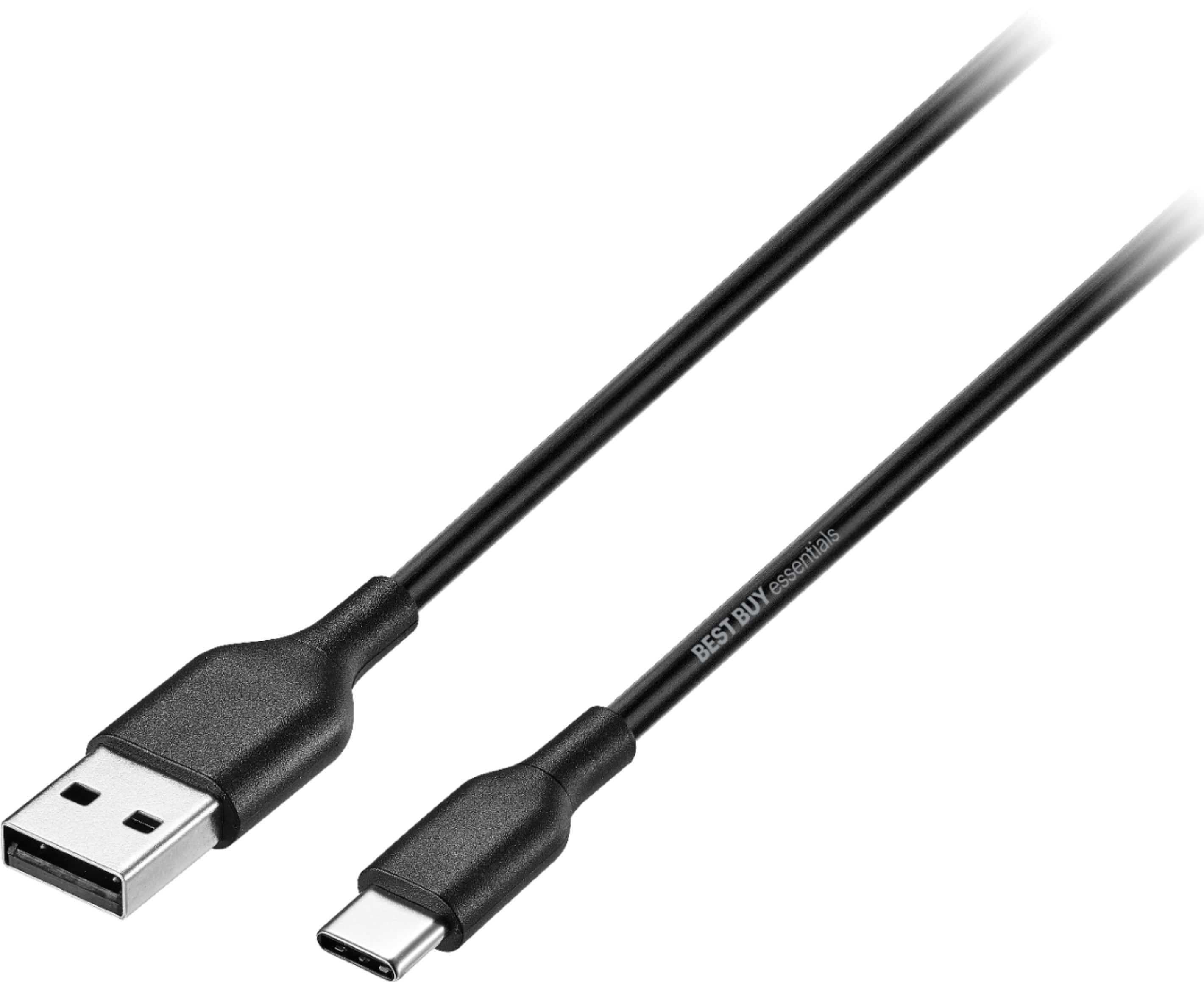 Front. Best Buy essentials™ - 3' USB-A to USB-C Charge-and-Sync Cable - Black.