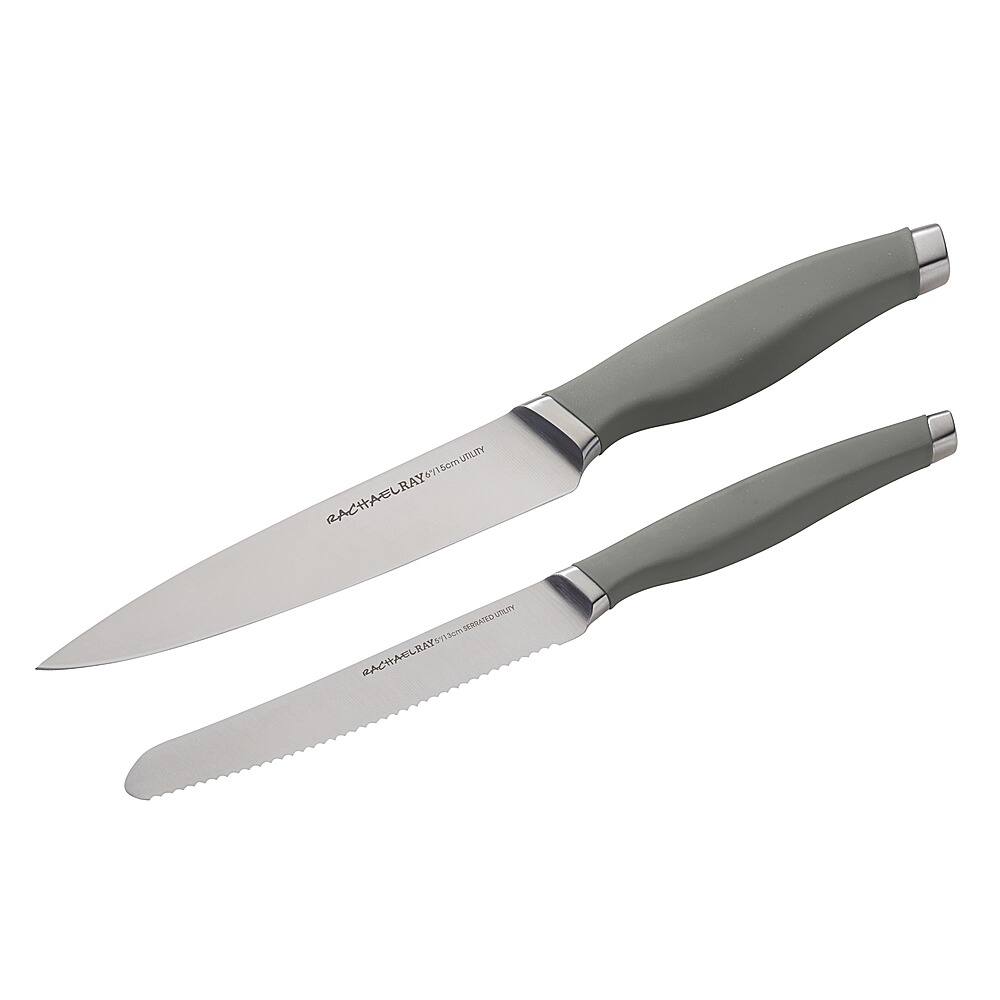 Angle View: Rachael Ray Cutlery Japanese Stainless Steel Utility Knife Set, Gray, 2-Piece