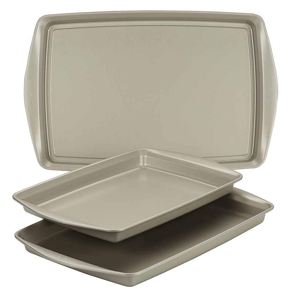 Angle View: Rachael Ray - 3-Piece Nonstick Bakeware Cookie Pan Set - Silver