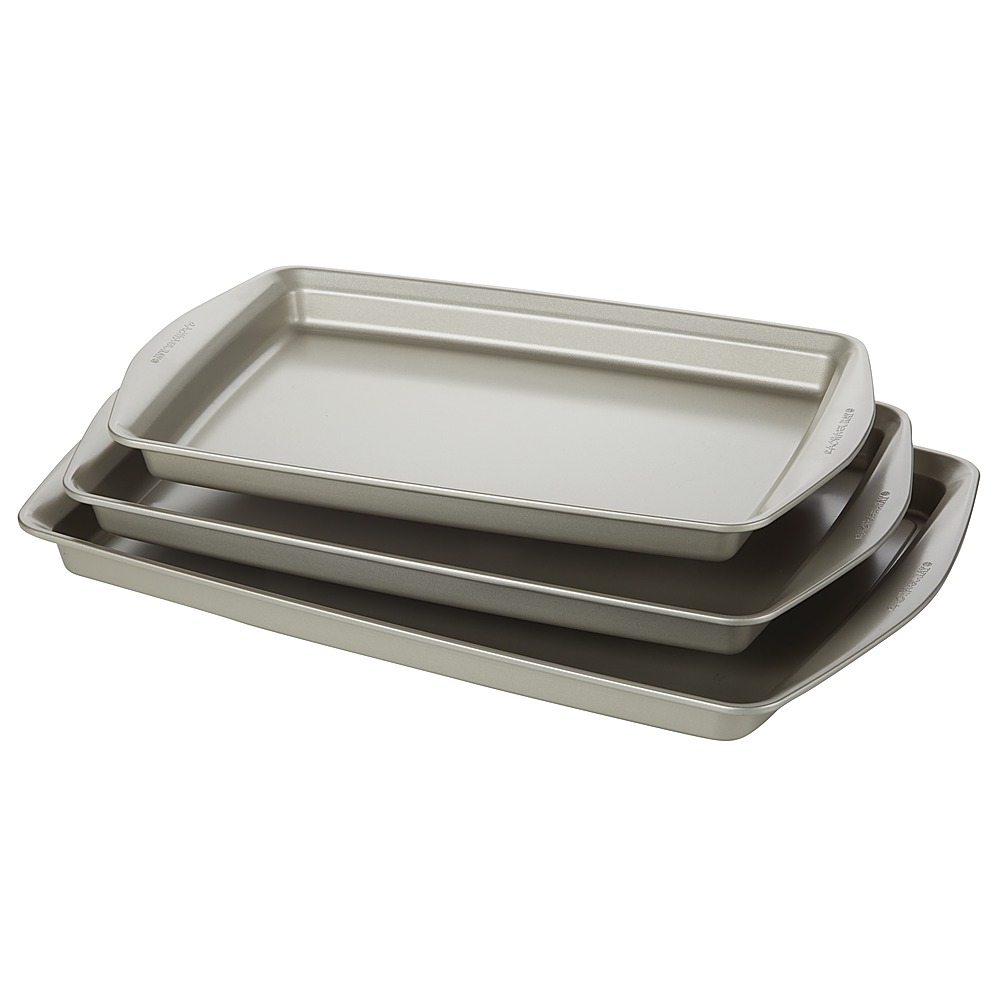 Rachael Ray Nonstick Bakeware Set with Grips, Nonstick Cookie Sheets / Baking  Sheets - 3 Piece, Gray with Sea Salt Gray Grips 