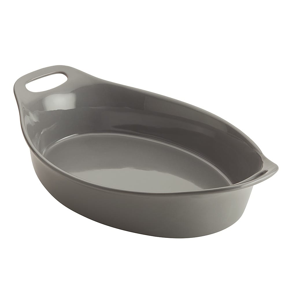 Angle View: Rachael Ray - 2.5-Quart Oval Ceramics Baker - Gray