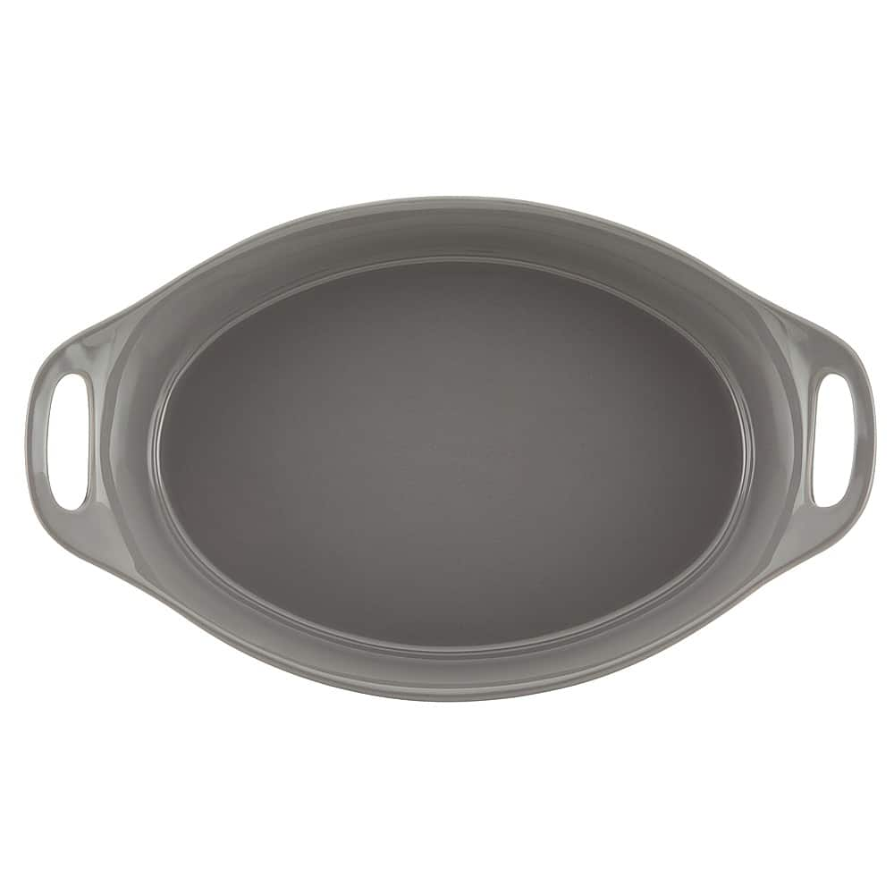 Left View: Rachael Ray - 2.5-Quart Oval Ceramics Baker - Gray